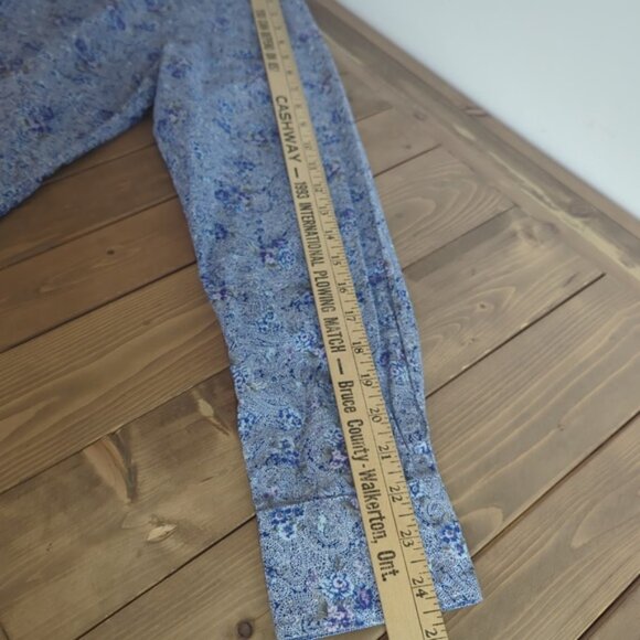 Bugatchi Men’s Blue Paisley Floral Long Sleeve Button up Shirt - Picture 10 of 14